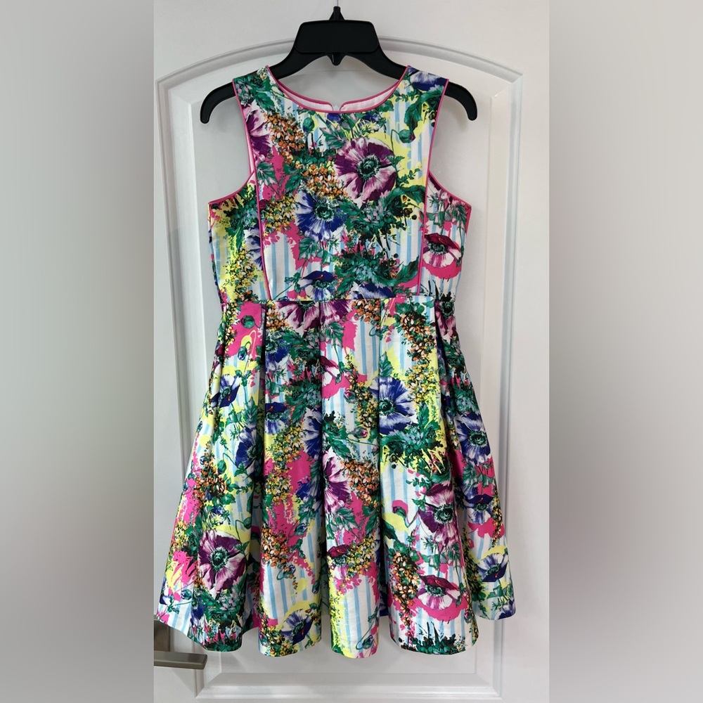 Girl Floral Spring Summer Party Dress Wedding Taffeta Pleated Lined 🌸😍🌸